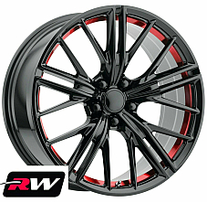 Chevy Camaro ZL1 OE Replica Gloss Black with Red under cut wheels