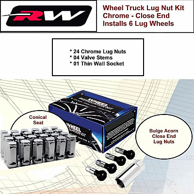 (24) Chrome Lug Nuts M14x1.5 Bulge Conical Seat C1709HLX fit Chevy Trucks 9919