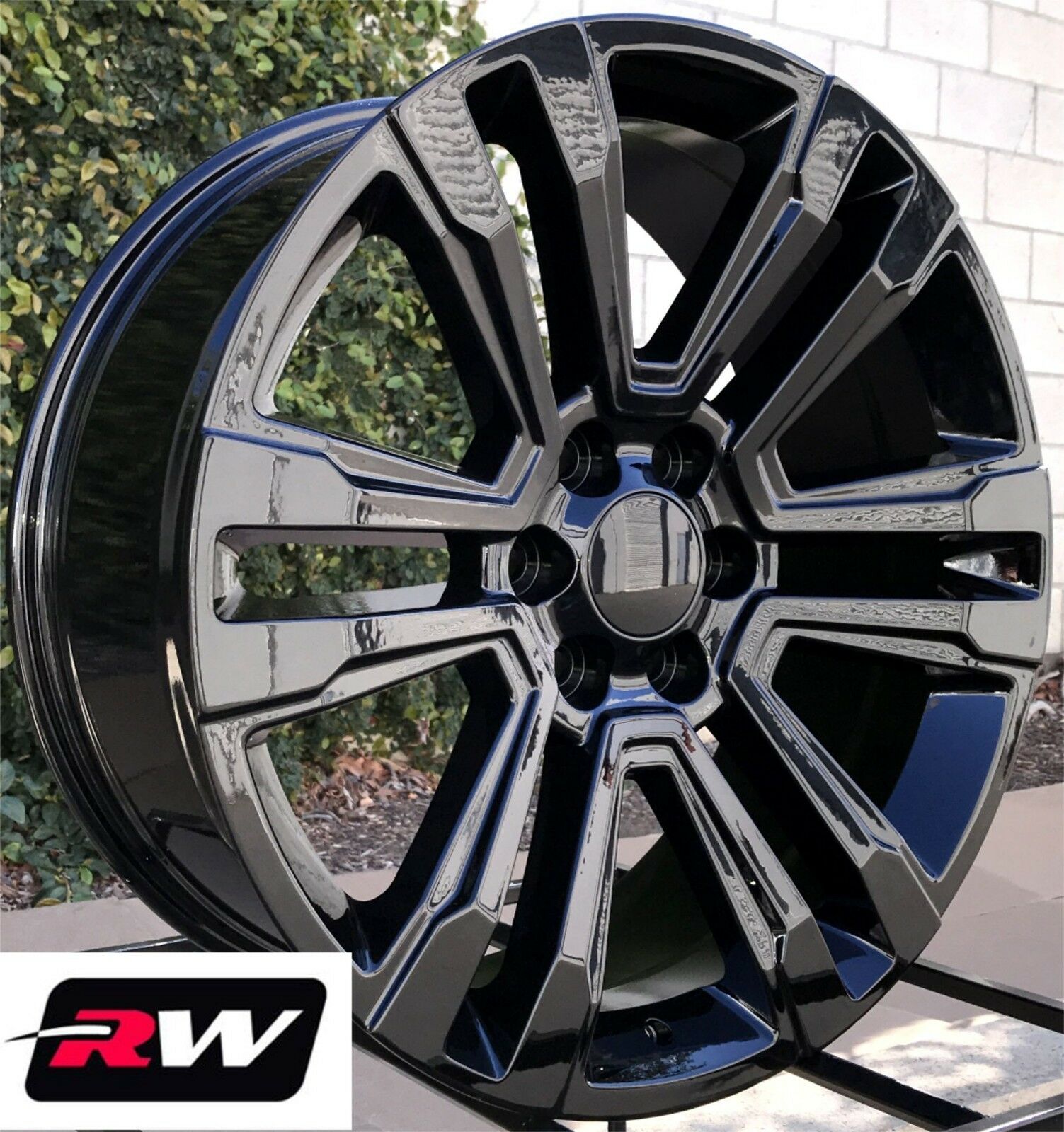 22 inch RW 2017 2018 Denali Wheels for Chevy Truck Gloss Black Rims ...