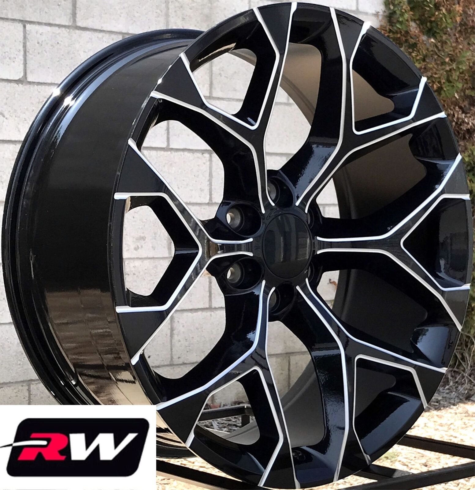 22 inch GMC Sierra 1500 OE Replica Snowflake Wheels Black Milled Rims ...