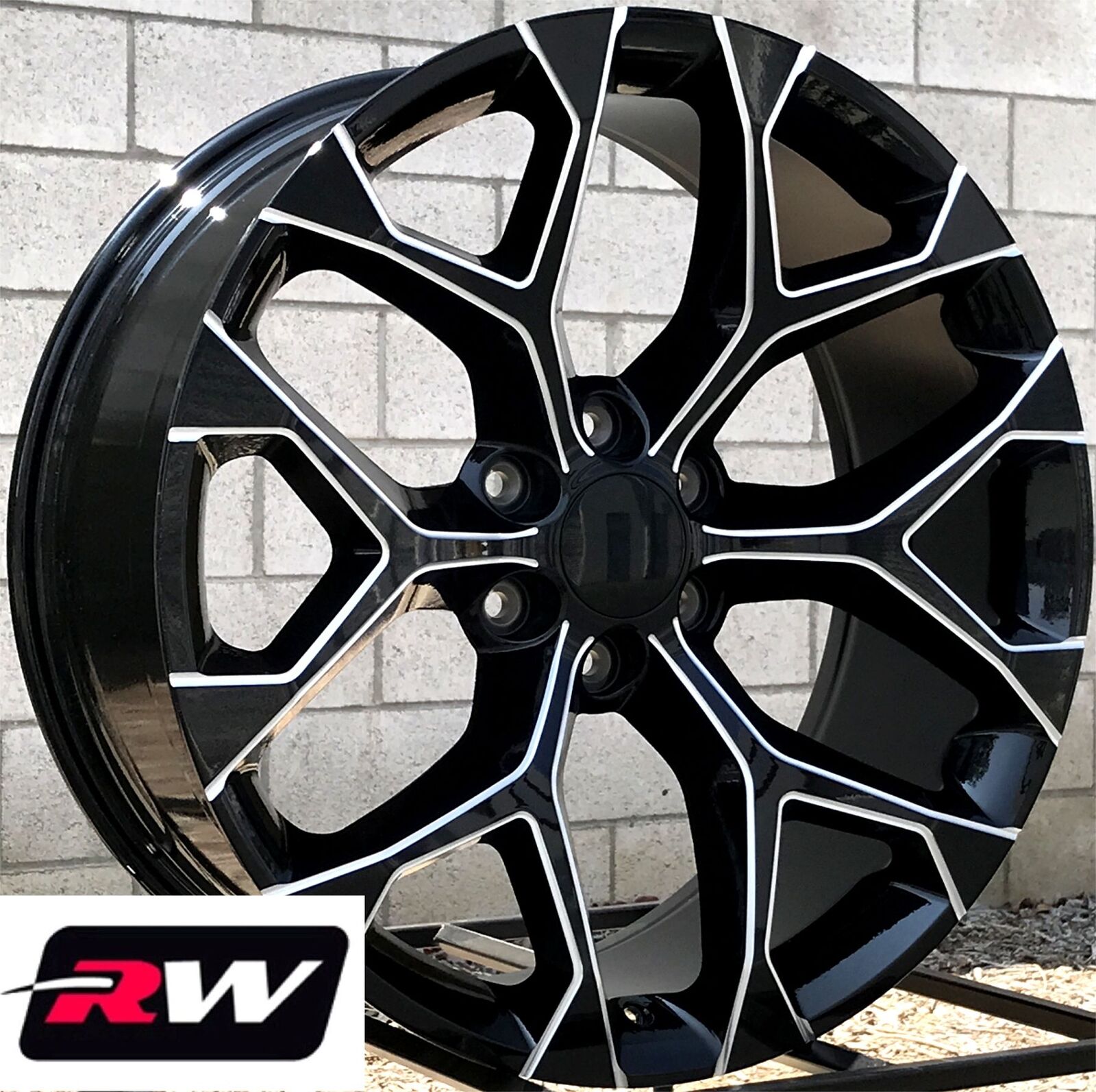 22 inch Chevy Tahoe OE Replica Snowflake Wheels Black Milled Rims 22 x9 ...
