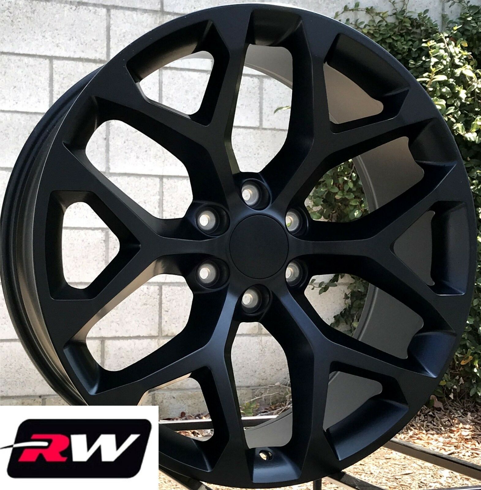 22 inch GMC Sierra 1500 Snowflake Style Wheels Satin Black Rims Tires ...