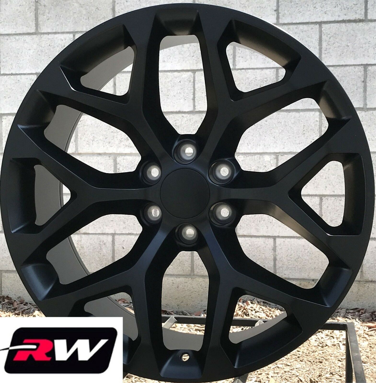 22 inch GMC Sierra 1500 Snowflake Style Wheels Satin Black Rims Tires ...