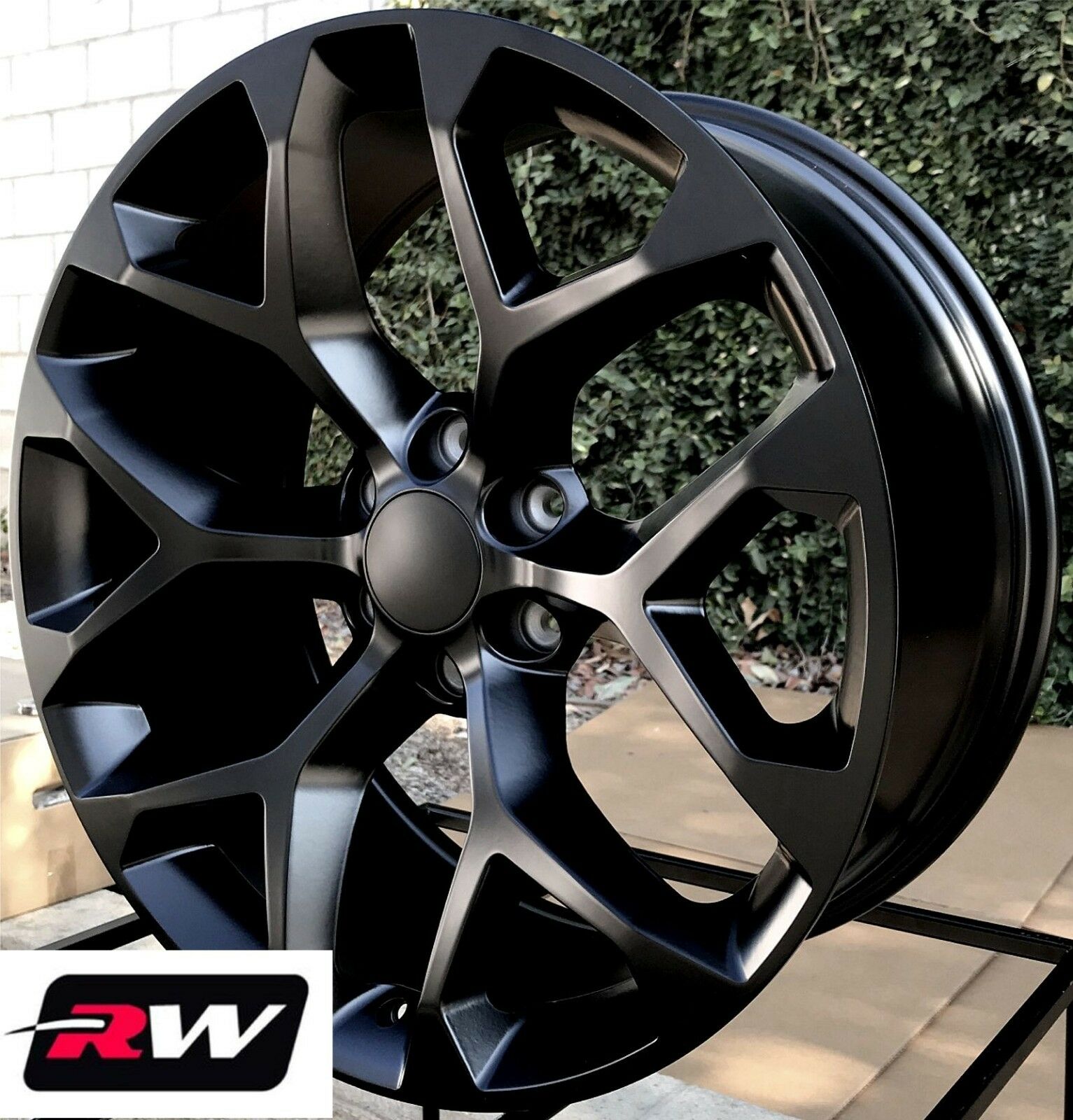 22 inch GMC Sierra 1500 OE Replica Snowflake Wheels Satin Black Rims 22 x9
