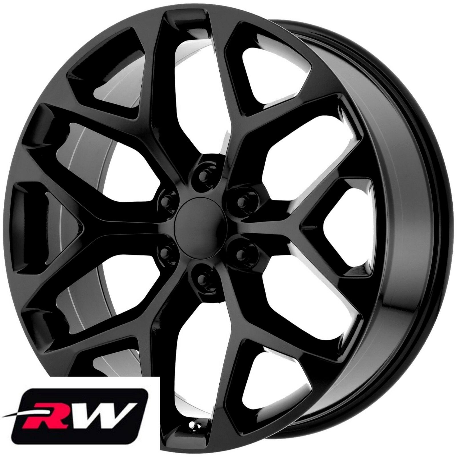 22 X9 Inch RW 5668 Wheels For Chevy Truck Gloss Black Rims 6x139 7 24 Set