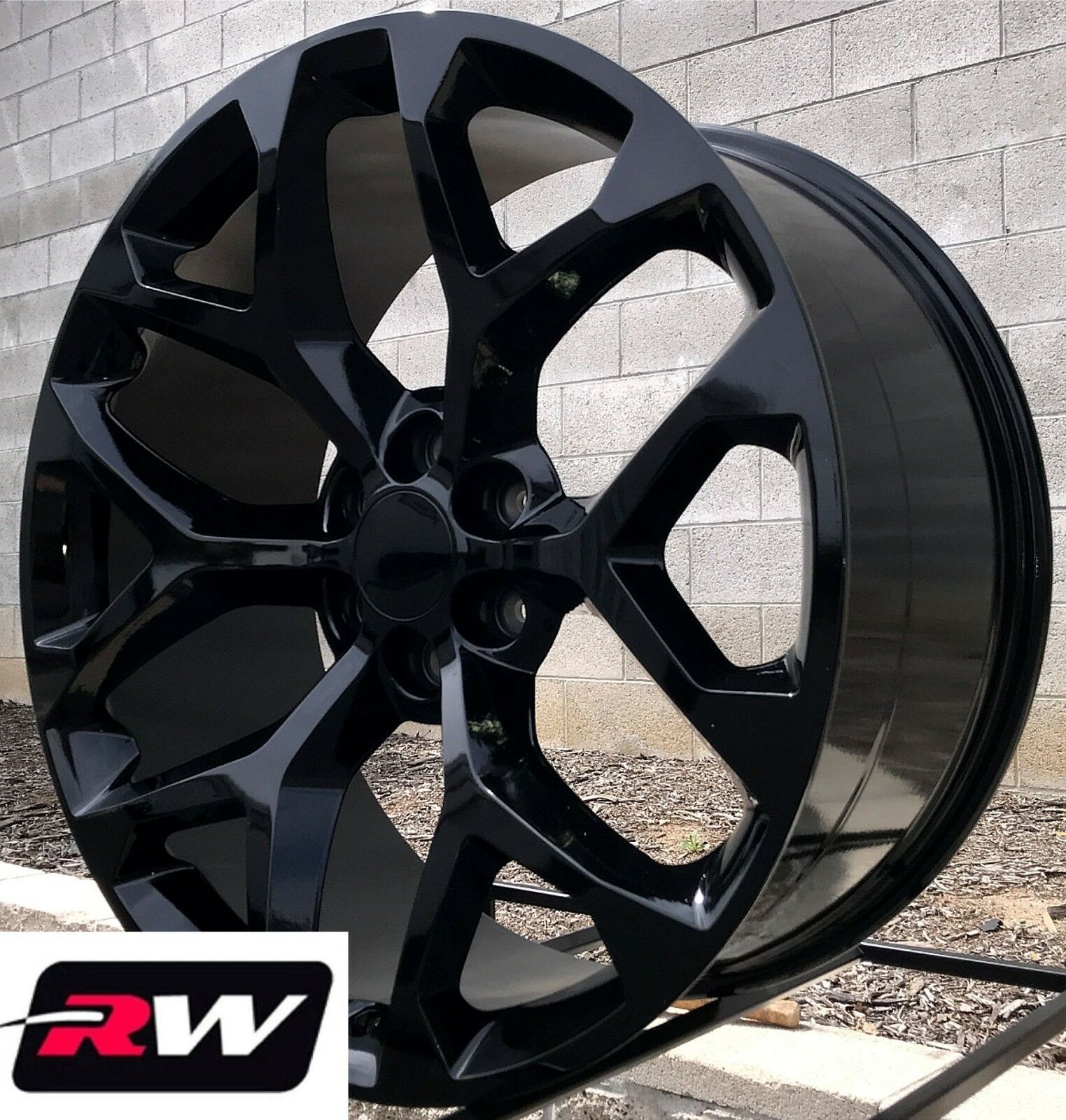 20 inch Chevy Tahoe OE Replica Snowflake Wheels Gloss Black Rims 20 x9